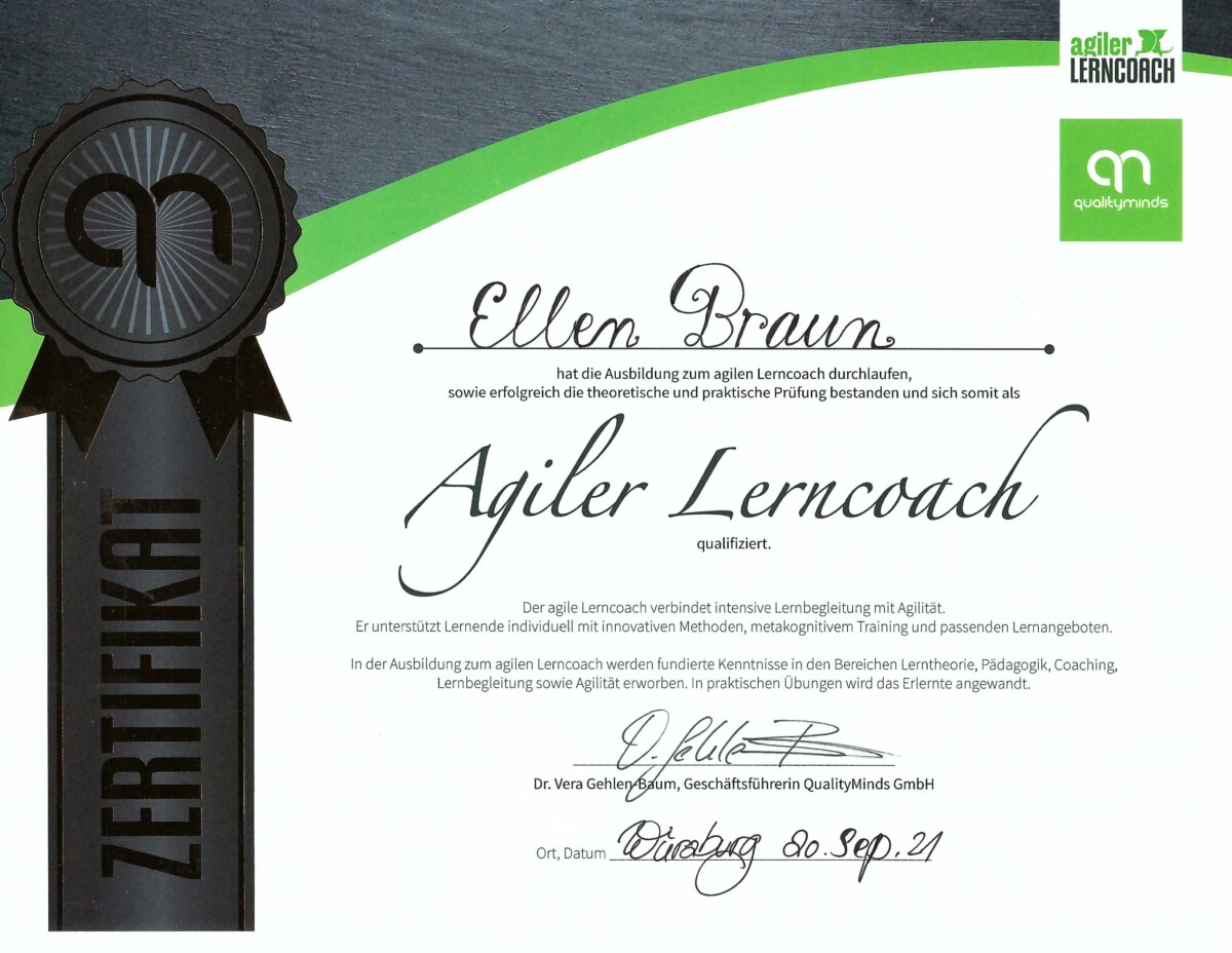 Geschafft! Ellen Braun ist zertifizierter „Agiler Lerncoach“